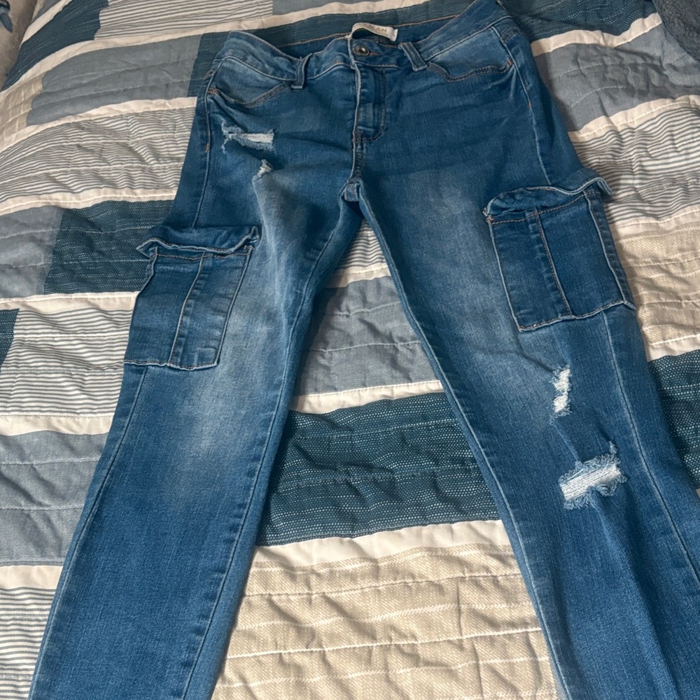 Wax Jean Women's Distressed Blue Skinny Jeans